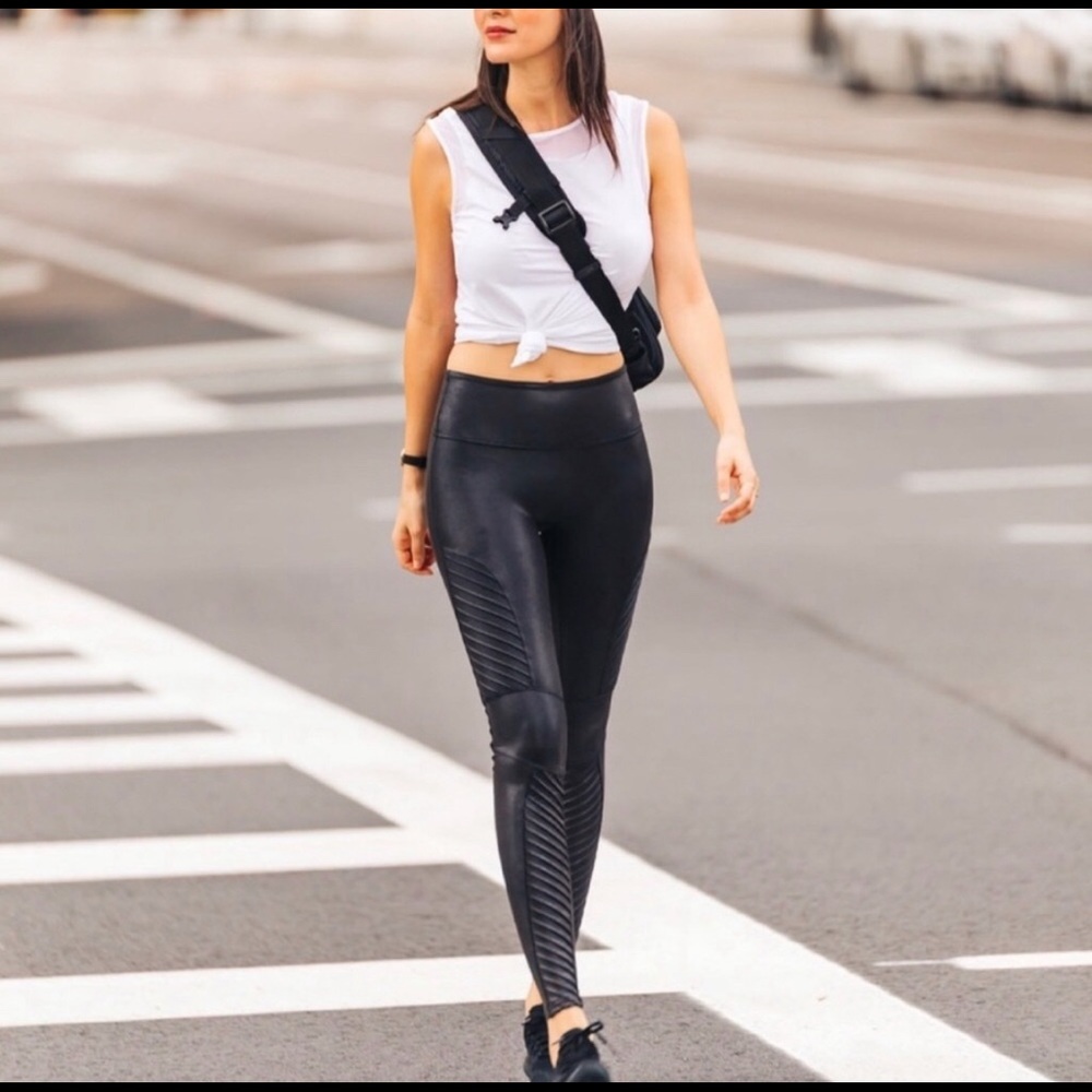 SPANX Faux Leather Moto Leggings